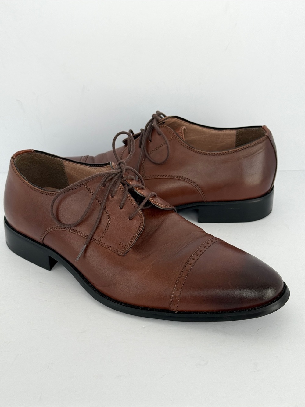 Joseph Abboud Brown Leather Cap Toe Oxford Dress Shoes Size 12M